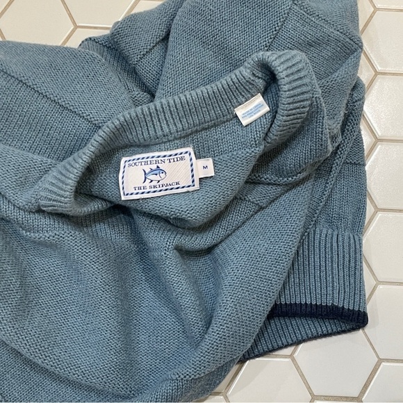 Southern Tide Pima Cotton Wool Sweater Nautical Blue Medium - Picture 5 of 6